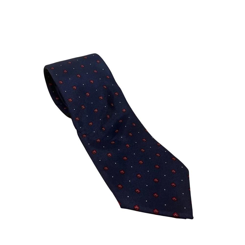 Christian Dior Navy Blue Geometric Pattern Silk Necktie Designer Formal euc‎